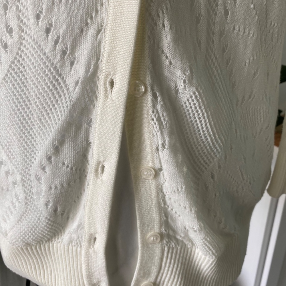 AB Studio White Cardigan Sz M - Picture 3 of 8